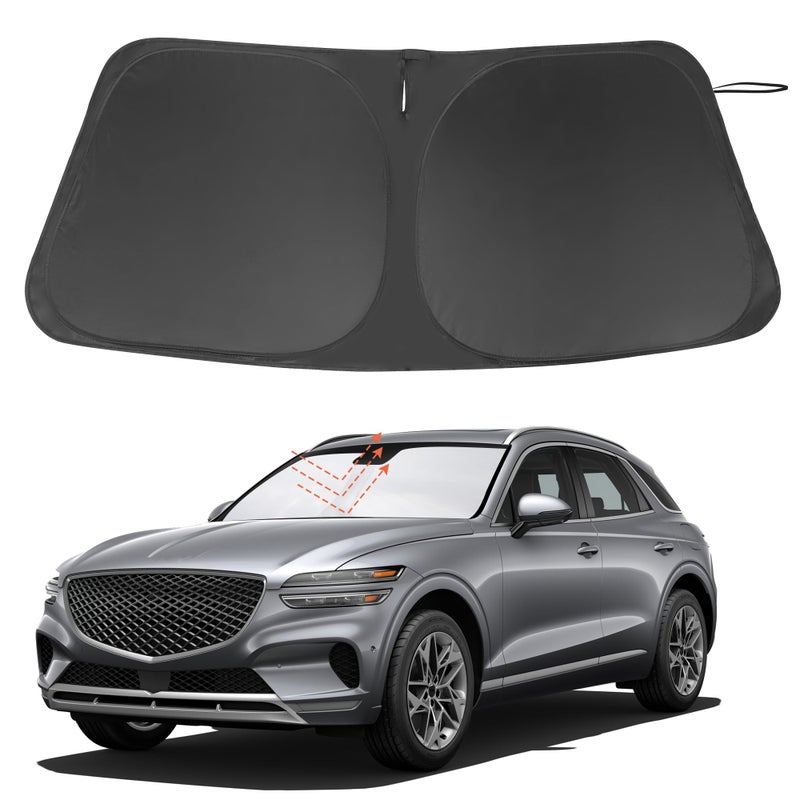 LHFLIVE Windshield Sun Shade Custom Fit for 2022 2023 2024 2025 2026 Genesis GV70 Accessories Foldable Sunshade Sun Blocker Protect Car from Sun Rays Heat Damage Keep Car Cooler - Image 2