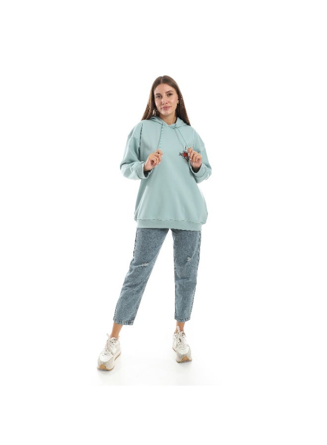 Caesar Women's oversized hoodie with printed crisscross back - Image 1