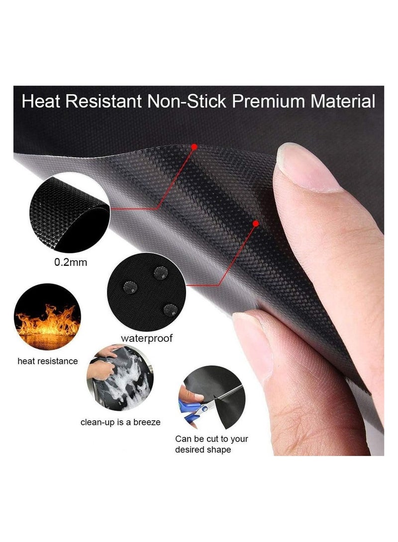 كيلا حصيرة شواء، 5 حصائر شواء غير لاصقة قابلة لإعادة الاستخدام وشبكة خبز معتمدة من إدارة الغذاء والدواء الأمريكية للشواء الداخلي والخارجي تعمل على صفائح الشواء الكهربائية بالفحم والغاز 40 × 33 سم (أسود) - Image 2