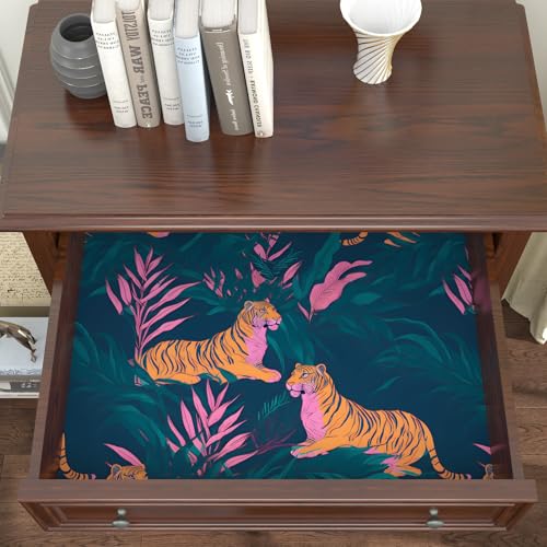 BOKEBEVE Vintage Wallpaper Peel and Stick Tropical Tiger Contact Ppaer Renter Friendly Wall Paper for Bedroom Bathroom Cabinet Self Adhesive Removable 17.5 x 393.5In - Image 5