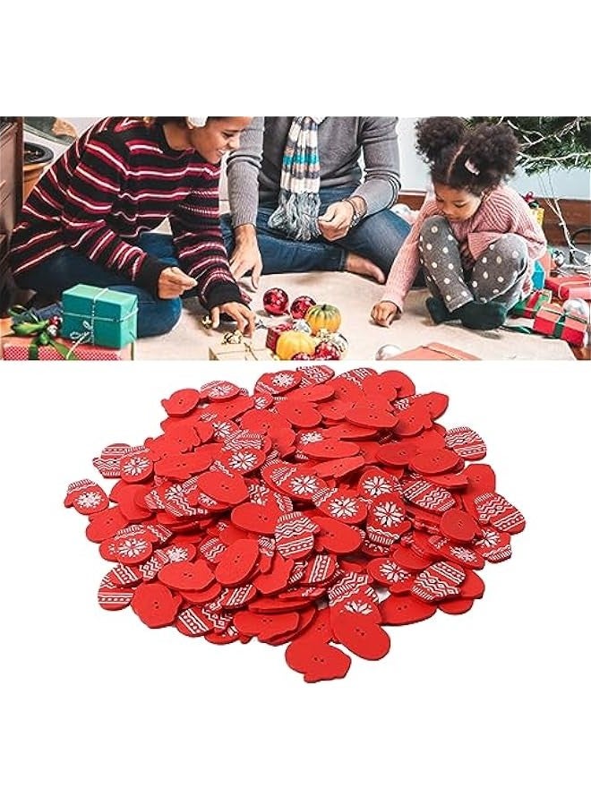 200PCS Wooden Glove Shaped ons, Cute Mitten Pattern, 2 Holes for Sewing Decorations on Clothes, Knitting, Scrapbooking, Card Making, Poplar Board Material  - Image 1
