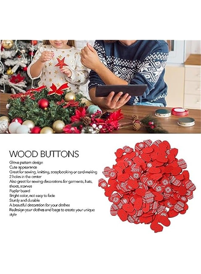 200PCS Wooden Glove Shaped ons, Cute Mitten Pattern, 2 Holes for Sewing Decorations on Clothes, Knitting, Scrapbooking, Card Making, Poplar Board Material  - Image 4