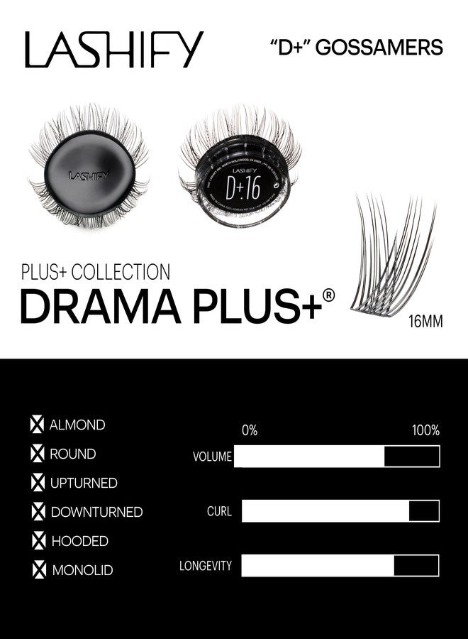 Lashify Drama Plus+ 16mm Gossamer Eyelash Extensions Refill in Black, Easy DIY False Lashes for the Most Delicate, Natural and Long Lasting Look - Image 3