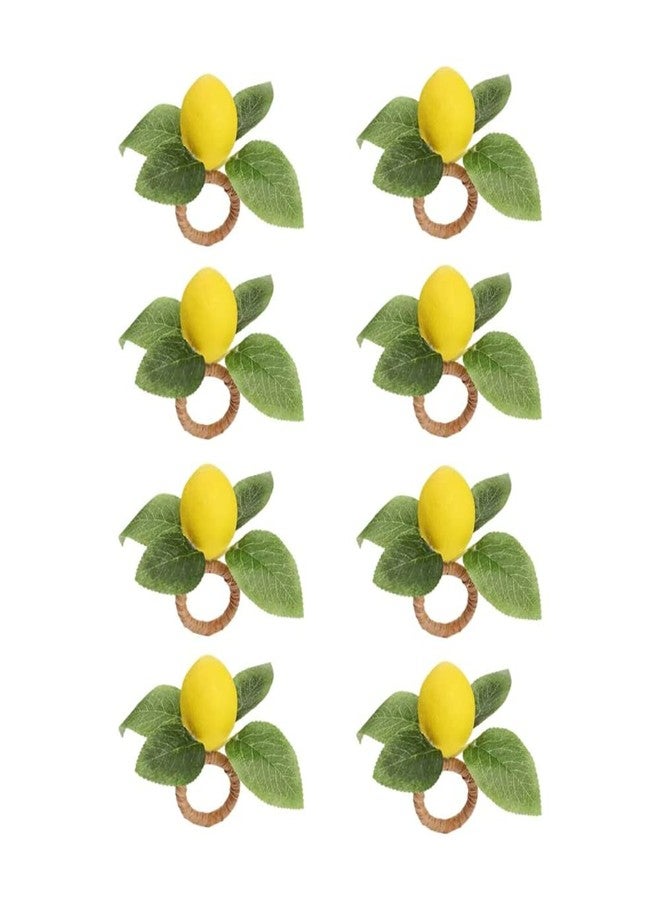 Dodxiaobeul Lemon Napkin Rings Set of 8,Faux Lemon Napkin Rings Summer Farmhouse Napkin Rings Napkin Holder for Dinner Wedding Birthday Thanksgiving Christmas Easter Holiday Table Decorations - Image 1