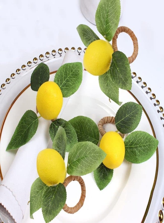 Dodxiaobeul Lemon Napkin Rings Set of 8,Faux Lemon Napkin Rings Summer Farmhouse Napkin Rings Napkin Holder for Dinner Wedding Birthday Thanksgiving Christmas Easter Holiday Table Decorations - Image 5