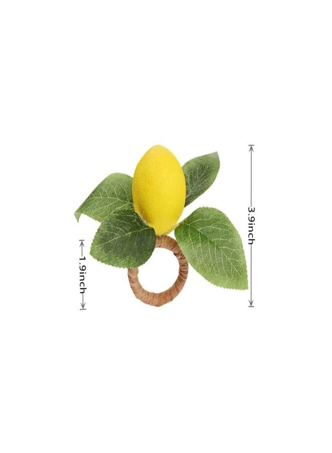 Dodxiaobeul Lemon Napkin Rings Set of 8,Faux Lemon Napkin Rings Summer Farmhouse Napkin Rings Napkin Holder for Dinner Wedding Birthday Thanksgiving Christmas Easter Holiday Table Decorations - Image 2