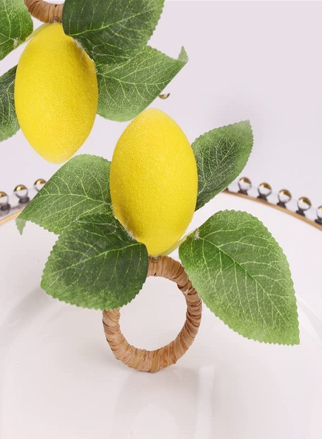 Dodxiaobeul Lemon Napkin Rings Set of 8,Faux Lemon Napkin Rings Summer Farmhouse Napkin Rings Napkin Holder for Dinner Wedding Birthday Thanksgiving Christmas Easter Holiday Table Decorations - Image 4