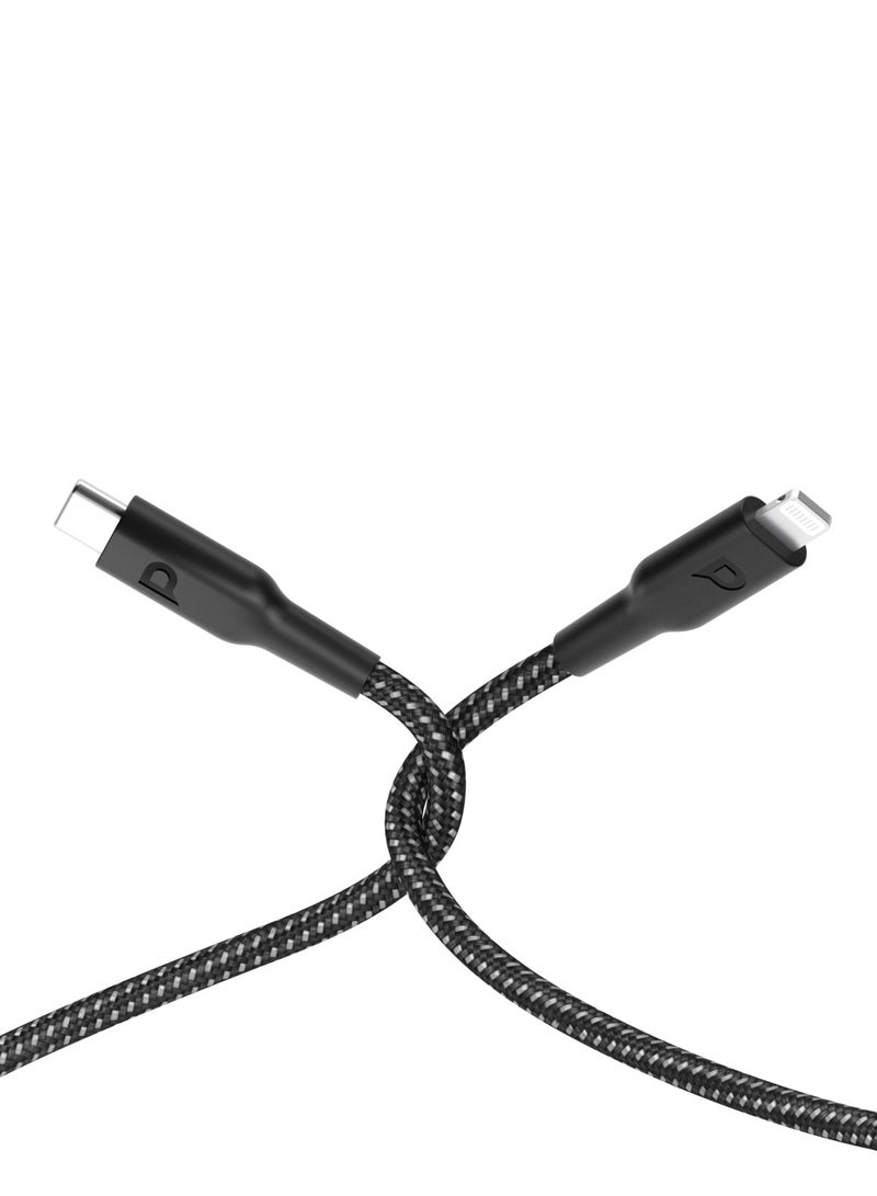 Braided Type-C to Lightning Cable with 2M  PD 60W / Fast Data Transfer / Fasti Charging Cable / Made For iPhone,iPad  / Durable Cable /  MFI Approved Connector - Black - Image 1