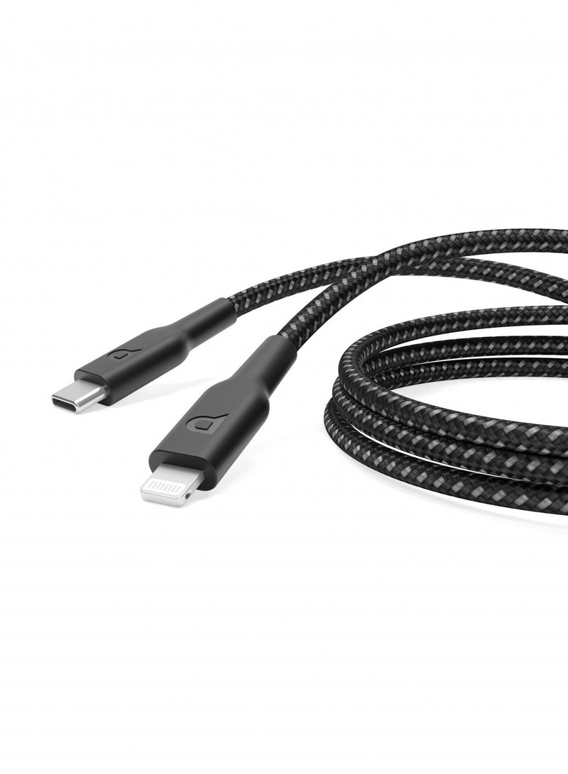 Braided Type-C to Lightning Cable with 2M  PD 60W / Fast Data Transfer / Fasti Charging Cable / Made For iPhone,iPad  / Durable Cable /  MFI Approved Connector - Black - Image 2