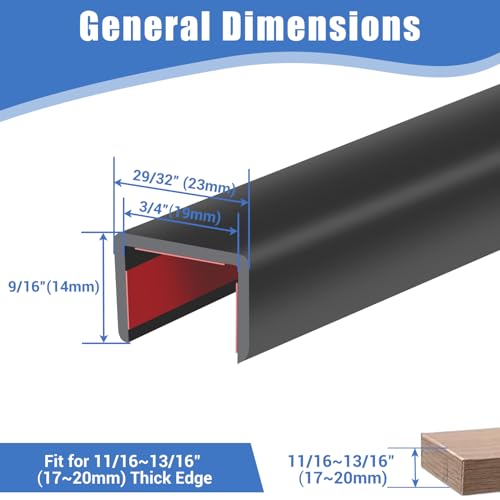 Protalwell Rubber Edge Trim, Self-Adhesive Flexible Edge Protector for Plywood, Cabinet and Drawer, 3/4" Peel and Stick U Shaped Edge Banding for Wood, EPDM Material, Fit 0.75"(19mm), Length 10Ft - Image 2