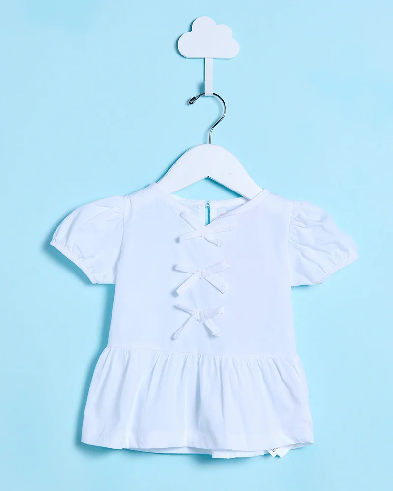 REDTAG Infant Girls White "With Bow" Blouse