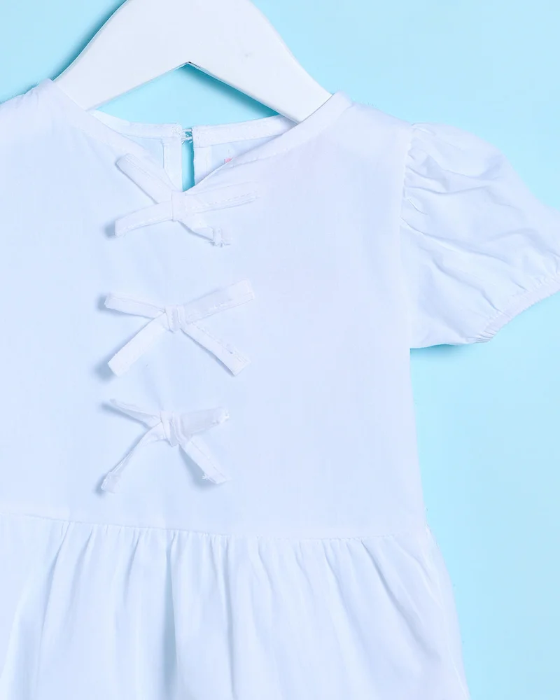 REDTAG Infant Girls White "With Bow" Blouse