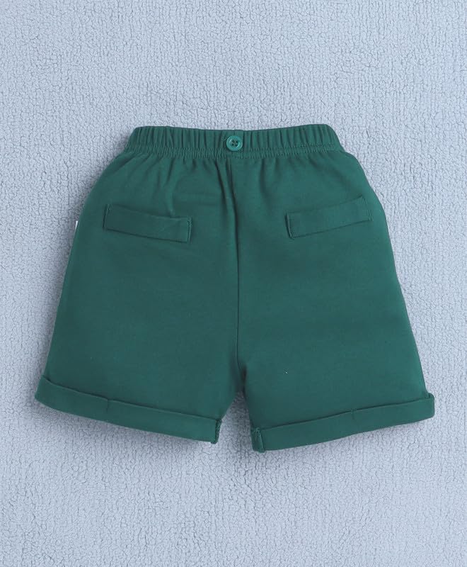 BUMZEE Baby Boys Cotton Bodysuit & Short Set With Bow Suspender & Cap White & Bottle Green - 3-6 Months - Image 5
