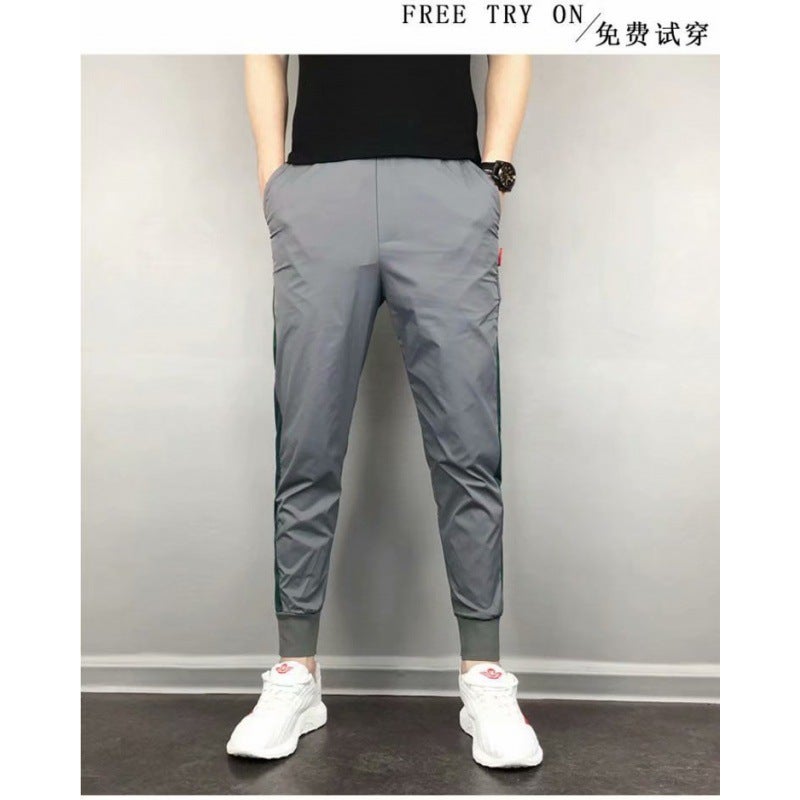 2023 Spring Mens Slim Joggers Korean Style Grey  - Image 1