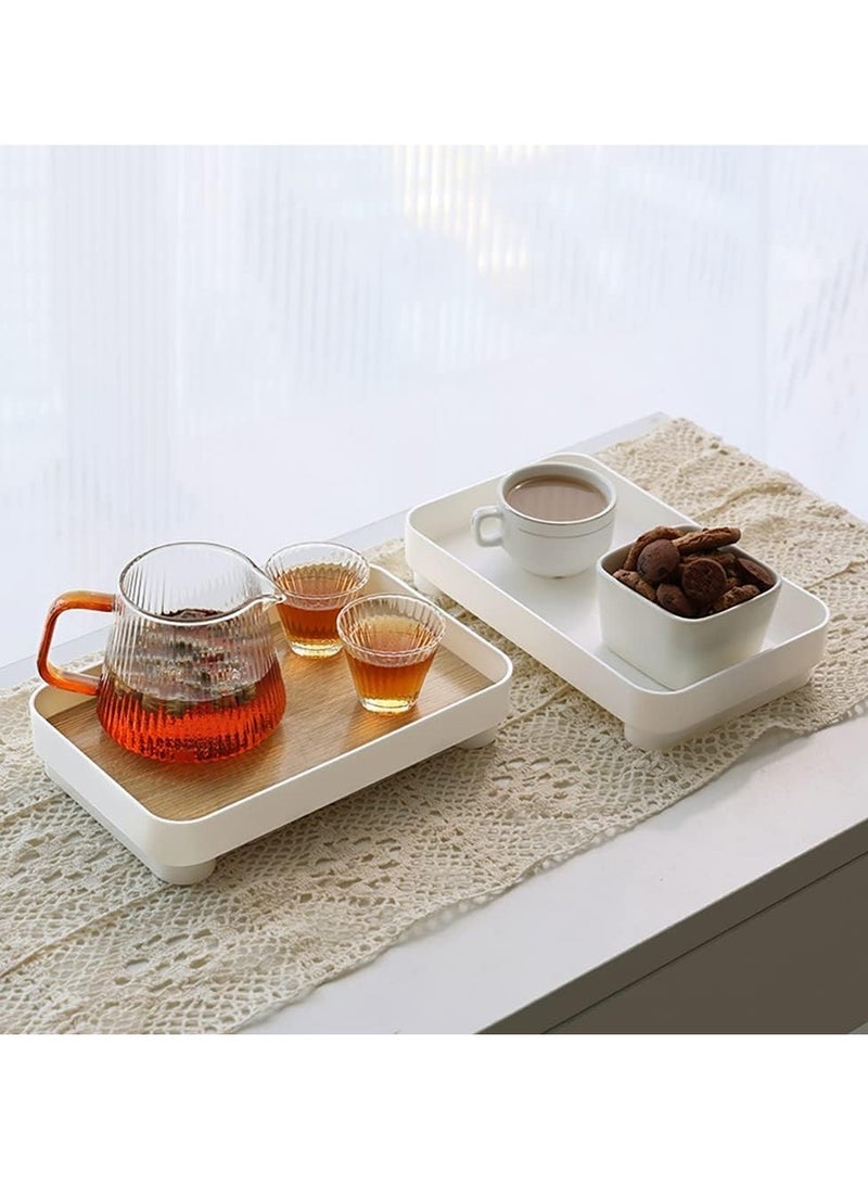 SOLARAE Rectangle Bathroom Vanity Trays 9"×6" Small Vanity Tray Countertop Tray for Bathroom Dresser Kitchen White Decorative Makeup Organizers Tray for Perfume Jewelry Cosmetic 1 Pack - Image 3