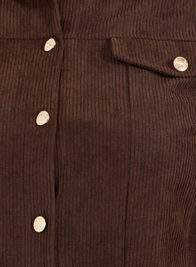 Styli Plus Size Chest Pocket Corduroy Shirt with Metal Buttons - Image 3