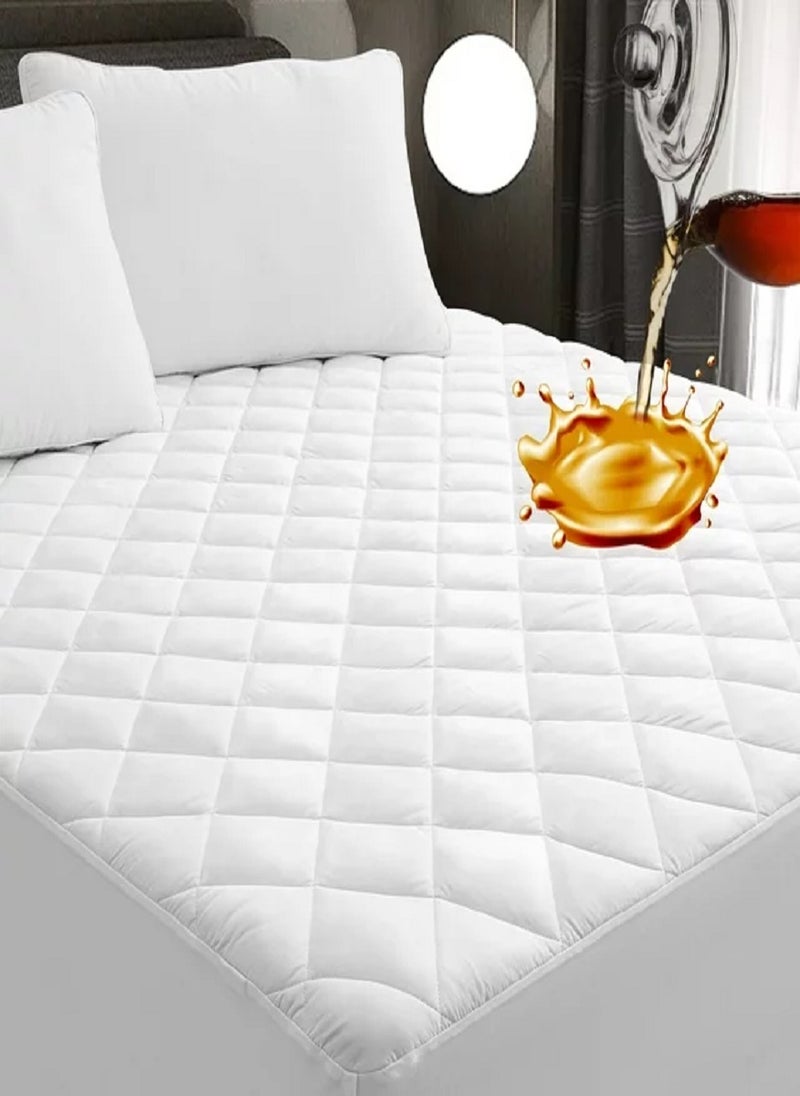 QUILTED 100% WATERPROOF MATRESS PROTECTOR EXTRA DEEP FITTED BED COVER 200X200+30cm - Image 1