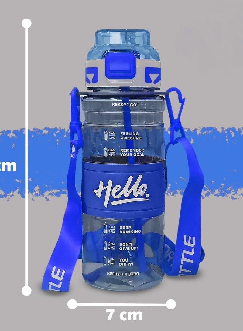 1000ml Healthy Plastic Sports Water Bottle with Time Markers and Motivational Markers, Reusable and Leak Proof, Perfect for Men and Women for Gym, Soccer, Outdoor Activities, School, Fitness, and Work Milk and Juice, Multi-Purpose Healthy Gym Clear Water Bottle for Gym and School - Leak Proof Water Bottle - Clear Water Bottle with Time Markers - Water and Juice Bottle for School