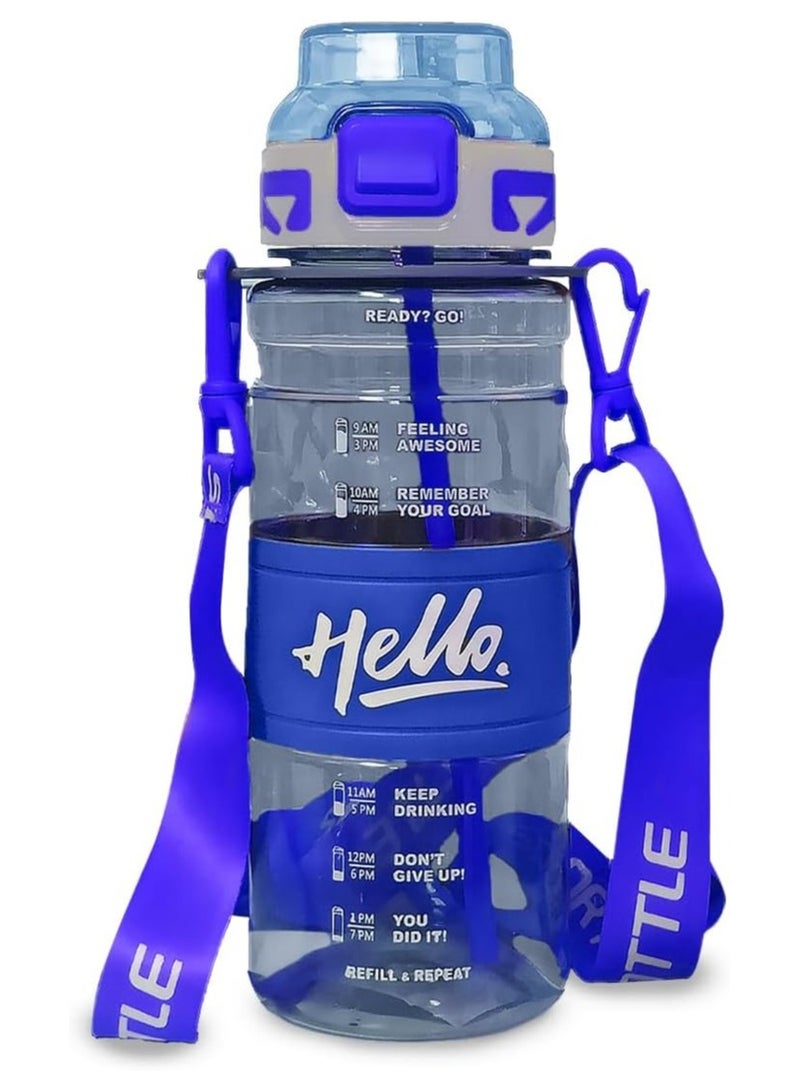 1000ml Healthy Plastic Sports Water Bottle with Time Markers and Motivational Markers, Reusable and Leak Proof, Perfect for Men and Women for Gym, Soccer, Outdoor Activities, School, Fitness, and Work Milk and Juice, Multi-Purpose Healthy Gym Clear Water Bottle for Gym and School - Leak Proof Water Bottle - Clear Water Bottle with Time Markers - Water and Juice Bottle for School