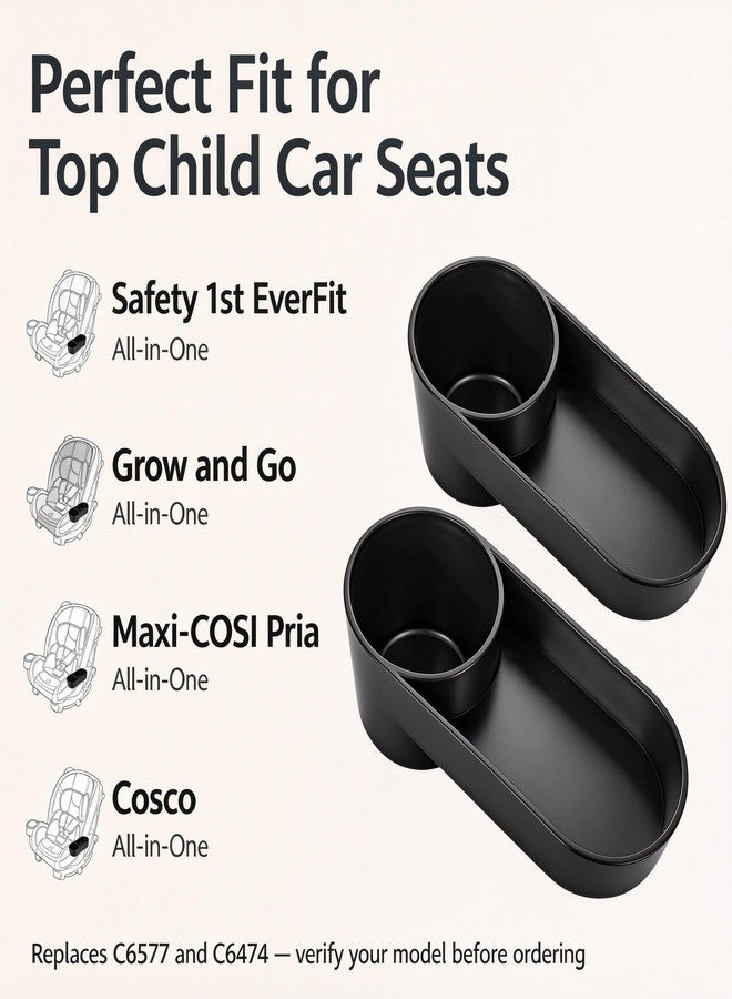 TELSOLARE 2-Pack Car Seat Snack Tray with Cup Holder Compatible with Safety 1st EverFit & Grow and Go, Maxi-COSI Pria, Cosco All-in-One – BPA-Free, Dishwasher Safe, Model (C6577 C6474) - Image 1