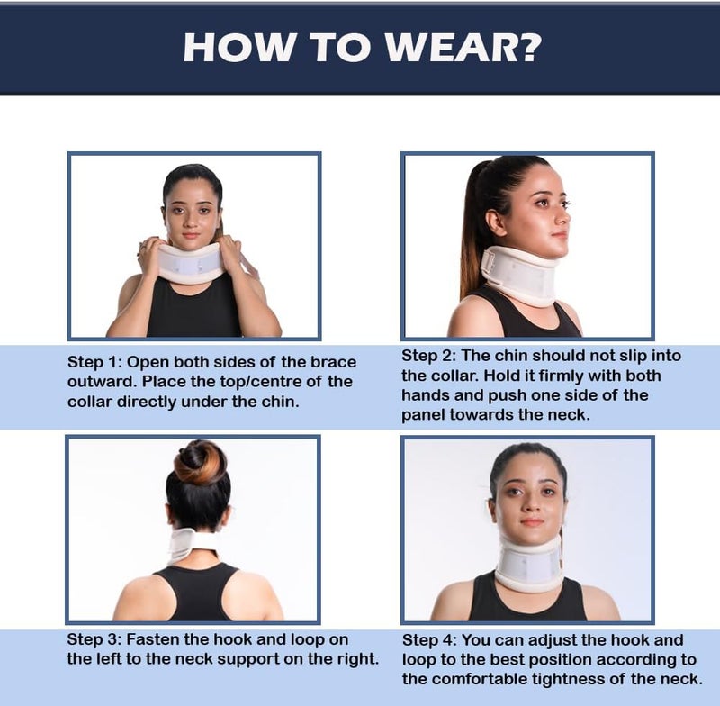 Wonder Care Rigid Cervical Collar Plastic Neck Support Brace Adjustable Height Collar Support Brace Wraps Aligns Stabilizes Vertebrae Neck Brace for Neck Pain Spine Pressure for Men and Women - Image 5