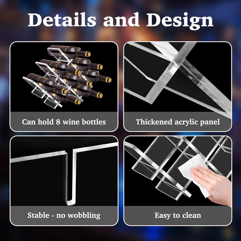 TPGP Cutora Acrylic Wine Rack - Modern Tabletop Storage for 8 Bottles - Image 3