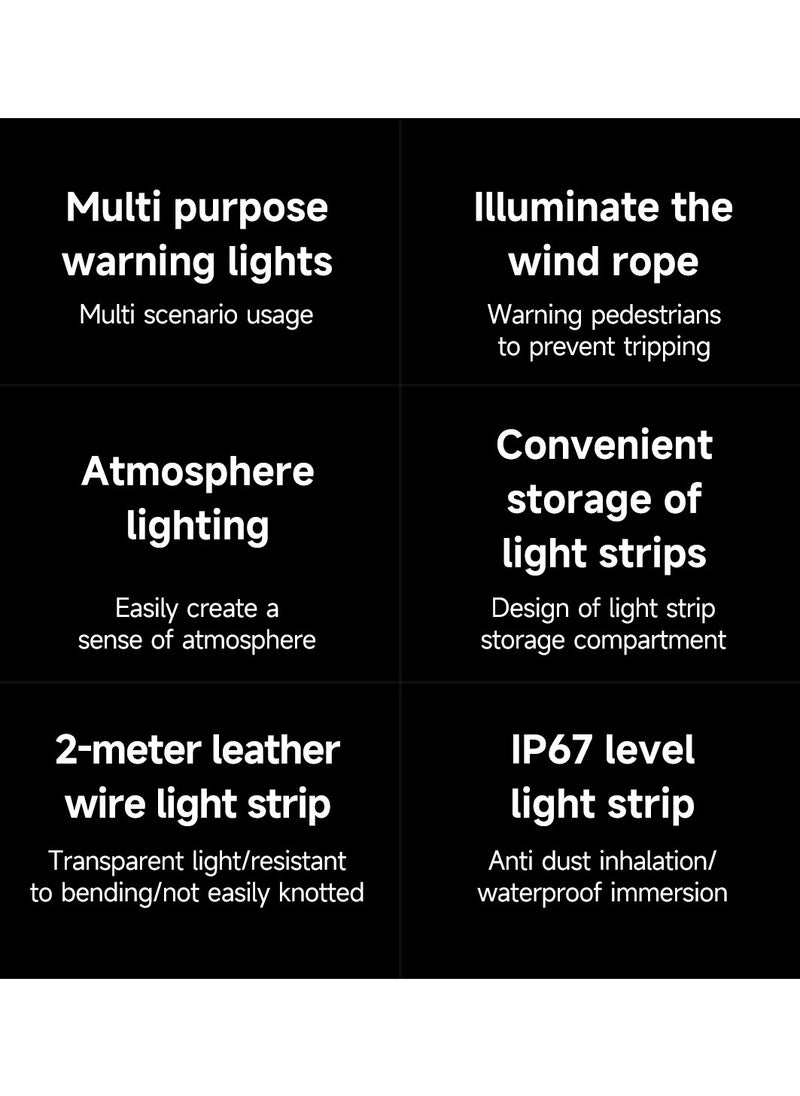 Generic - Multi-Camping Light - Retractable String Lights with IP67 Warning Mode, Compact Reel Design for Tents/Hiking/Cycling (Portable Ambiance  Safety LED System) - Image 1