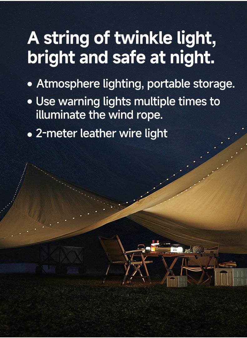 Generic - Multi-Camping Light - Retractable String Lights with IP67 Warning Mode, Compact Reel Design for Tents/Hiking/Cycling (Portable Ambiance  Safety LED System) - Image 1
