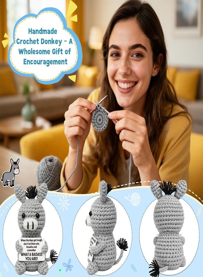 Frabaca Funny Graduation Positive Badass Donkey Crochet Animals, Motivational Gift for Women Men Coworkers, Best Friends - Uplifting Support Small Fathers Day Holiday Basket Stuffer for Grandkids - Image 3