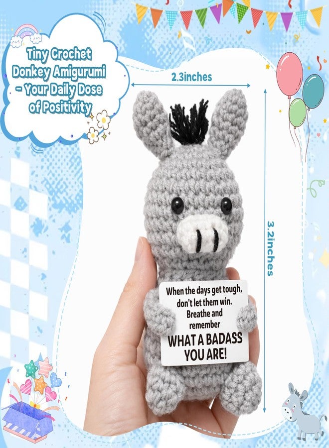 Frabaca Funny Graduation Positive Badass Donkey Crochet Animals, Motivational Gift for Women Men Coworkers, Best Friends - Uplifting Support Small Fathers Day Holiday Basket Stuffer for Grandkids - Image 4