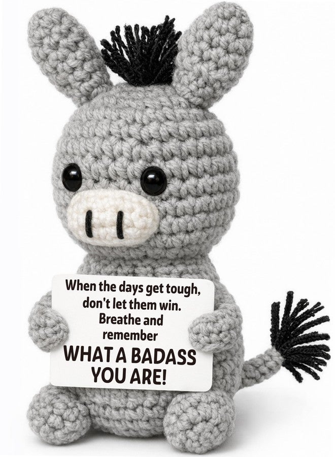 Frabaca Funny Graduation Positive Badass Donkey Crochet Animals, Motivational Gift for Women Men Coworkers, Best Friends - Uplifting Support Small Fathers Day Holiday Basket Stuffer for Grandkids - Image 1