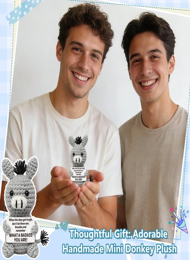 Frabaca Funny Graduation Positive Badass Donkey Crochet Animals, Motivational Gift for Women Men Coworkers, Best Friends - Uplifting Support Small Fathers Day Holiday Basket Stuffer for Grandkids - Image 2