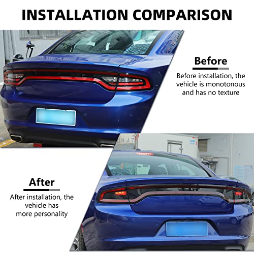RAZPOY for Charger Tail Light Lamp Covers, Smoked Rear Light Guards Compatible with 2015-2024 Dodge Charger Exterior Accessories, ABS Smoke Black - Image 2