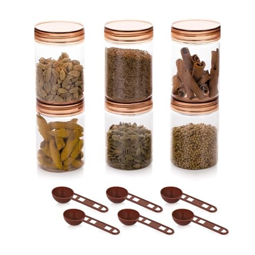 Homeor Plastic Storage Jar & Containers With Spoon, Airtight & BPA Free Containers for Kitchen Storage, Grocery Kitchen Container, Multipurpose Jar, Fridge Storage Container, 300 ML Set 12, Brown - Image 3