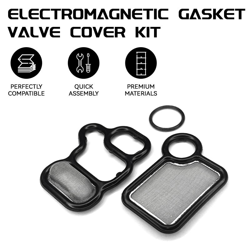 SWQS VVT VTEC Solenoid Gasket Valve Cover Set with Spool Valve Filter Screen for 2002-2015 Honda Civic Accord CR-V Element Fit Crosstour, Acura RSX TSX RDX, Replaces 15845-RAA-A01 91319-PAA-A01 - Image 4