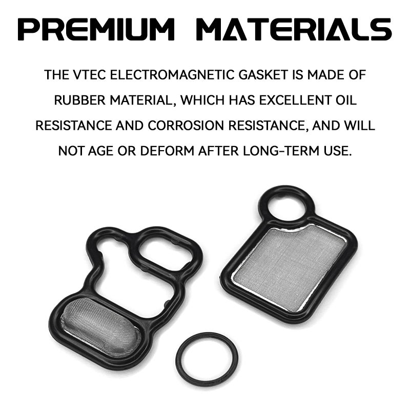 SWQS VVT VTEC Solenoid Gasket Valve Cover Set with Spool Valve Filter Screen for 2002-2015 Honda Civic Accord CR-V Element Fit Crosstour, Acura RSX TSX RDX, Replaces 15845-RAA-A01 91319-PAA-A01 - Image 3