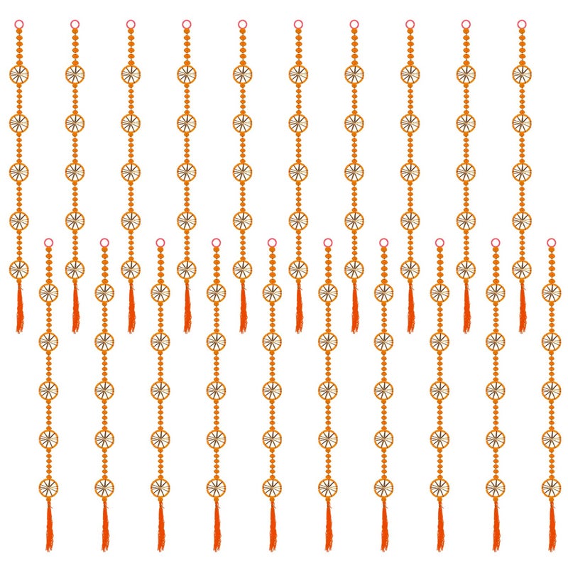 Rajasthan Kraft Rajasthan Kraft Handmade Pom Pom Beads with Gotta Patti Ring Tassels Used for Wall Decor and Door HangingHome Office Diwali Decoration Length 55 Inch Pack of 20 Colour Orange RK3480320  - Image 1