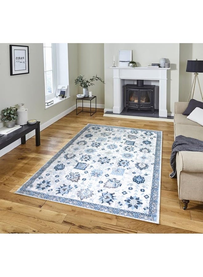 HANDPICKED FURNITURE Ultra Soft Area Carpets For Bed Room Living Room And Dining Room Anti-Slip Floor Carpets Easy To Clean 200 X 300 Cm 66 X 98 Ft - Blue - Image 1