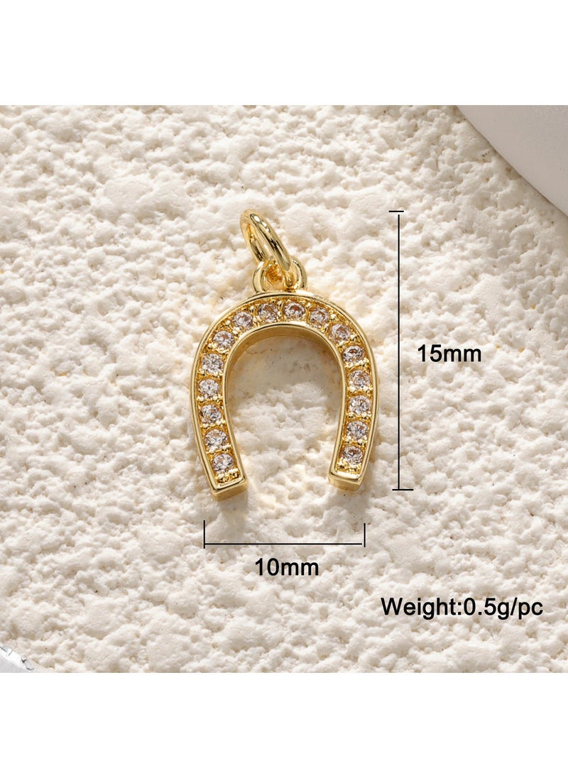 Elegant Horseshoe Pendant Necklace U-Shape Bracelet Charm DIY Jewelry Copper Gold-Plated horseshoe