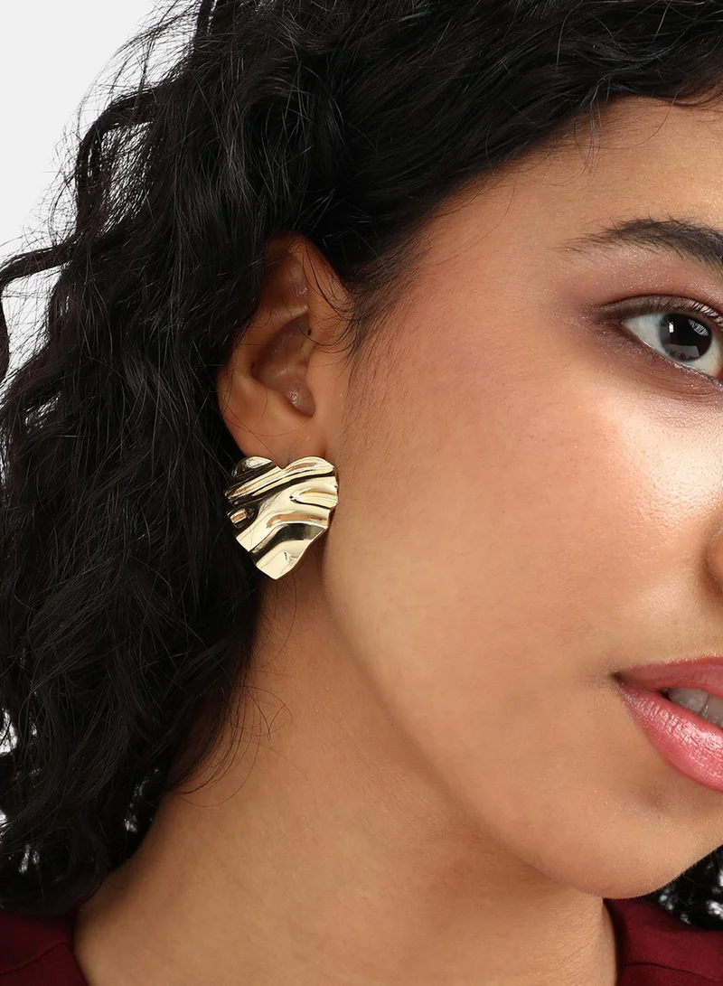 SOHI Minimal Dented Heart Artificial Stud Earring Jewellery