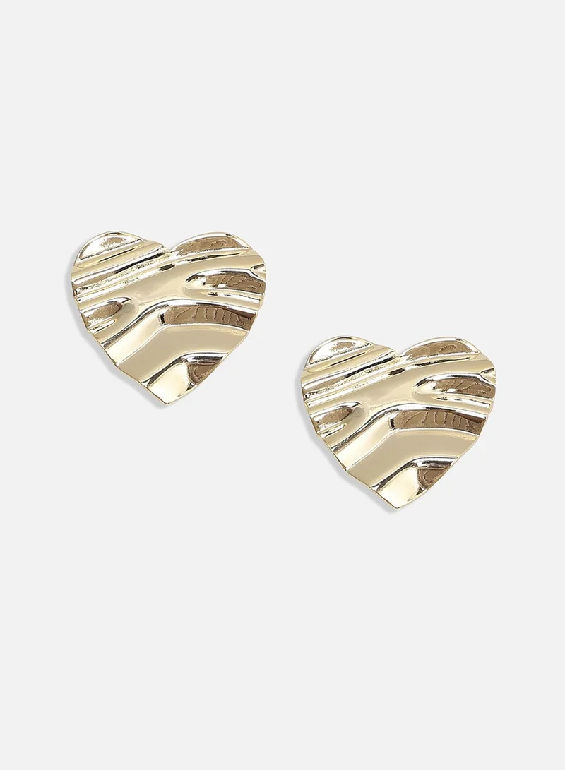 SOHI Minimal Dented Heart Artificial Stud Earring Jewellery