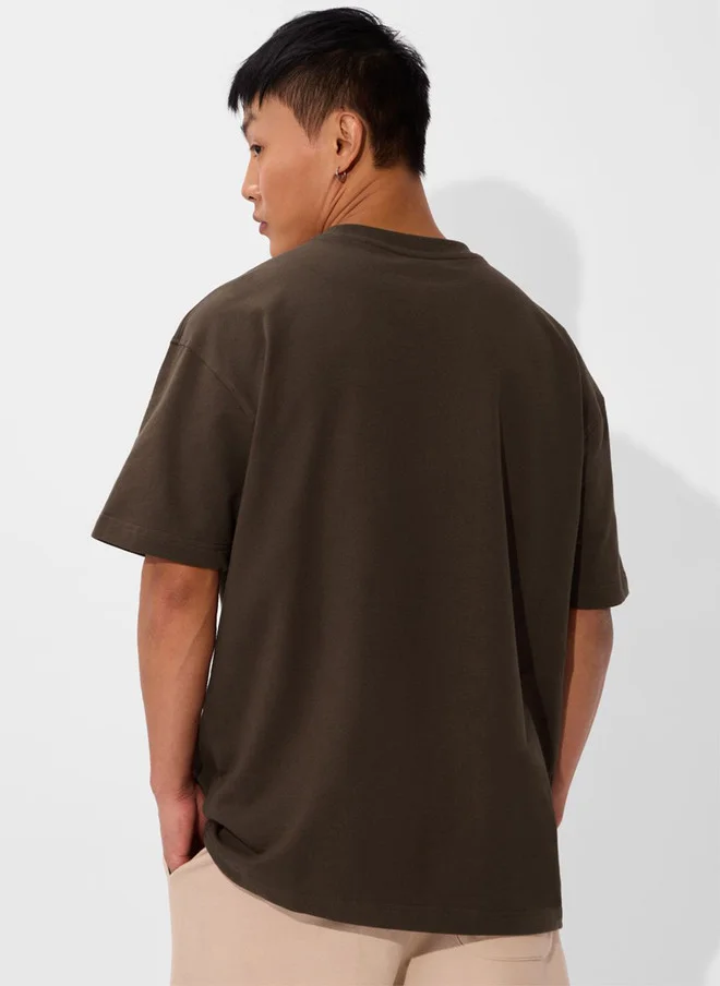 The Souled Store  The Souled Store Men Coffee Brown Printed Cotton Oversized T-Shirt  | Best Price UAE