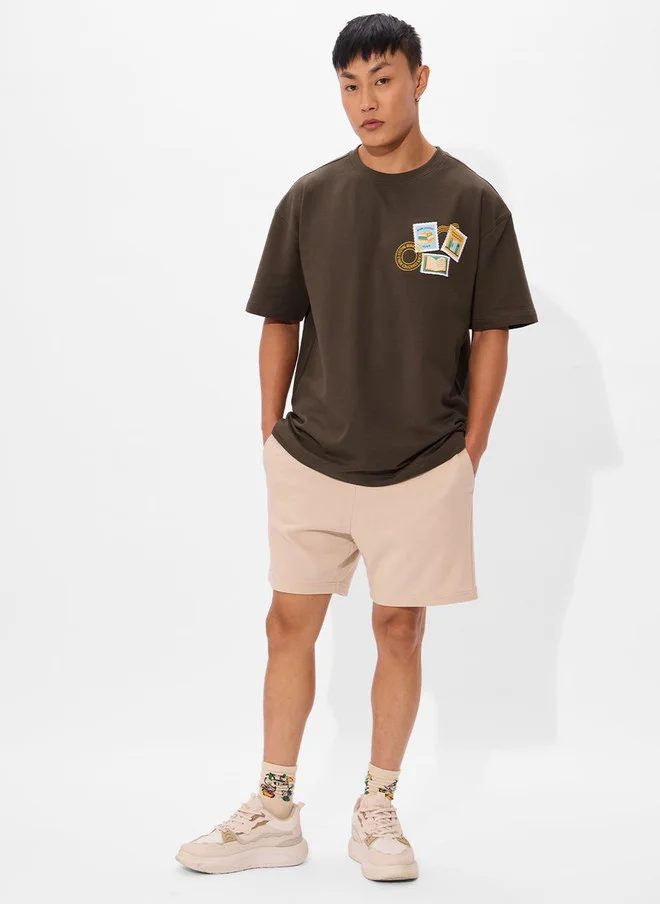 The Souled Store  The Souled Store Men Coffee Brown Printed Cotton Oversized T-Shirt  | Best Price UAE
