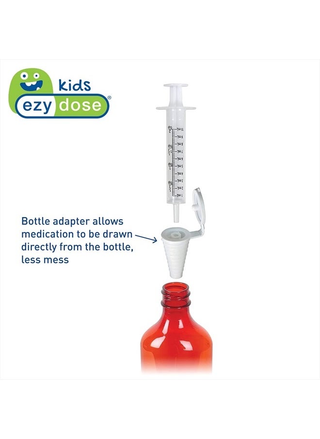Ezy Dose Kids Baby Oral Syringe & Dispenser Calibrated for Liquid Medicine, Reduce Mess, Easy Way to Orally Administer Medication, 10 mL/2 TSP, Includes Bottle Adapter, Clear, BPA Free  - Image 4