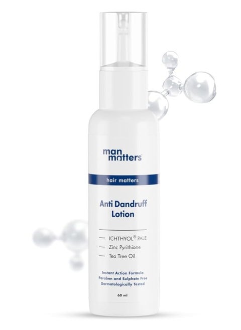 Anti Dandruff Lotion for Men 60ml - Instant Itch Relief and Cooling with Menthol and Tea Tree Oil