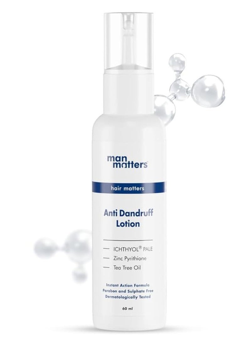 Anti Dandruff Lotion for Men 60ml - Instant Itch Relief and Cooling with Menthol and Tea Tree Oil