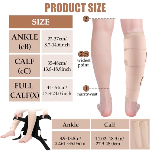 Croknit 3 Pairs Lymphedema Compression Leg Wraps Adjustable Lower Leg Cover up Medical Shin Splint Wrap for Heaviness Fatigue (Complexion) - Image 2