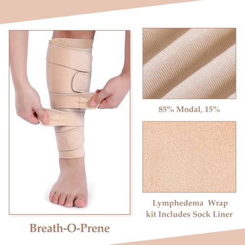 Croknit 3 Pairs Lymphedema Compression Leg Wraps Adjustable Lower Leg Cover up Medical Shin Splint Wrap for Heaviness Fatigue (Complexion) - Image 3
