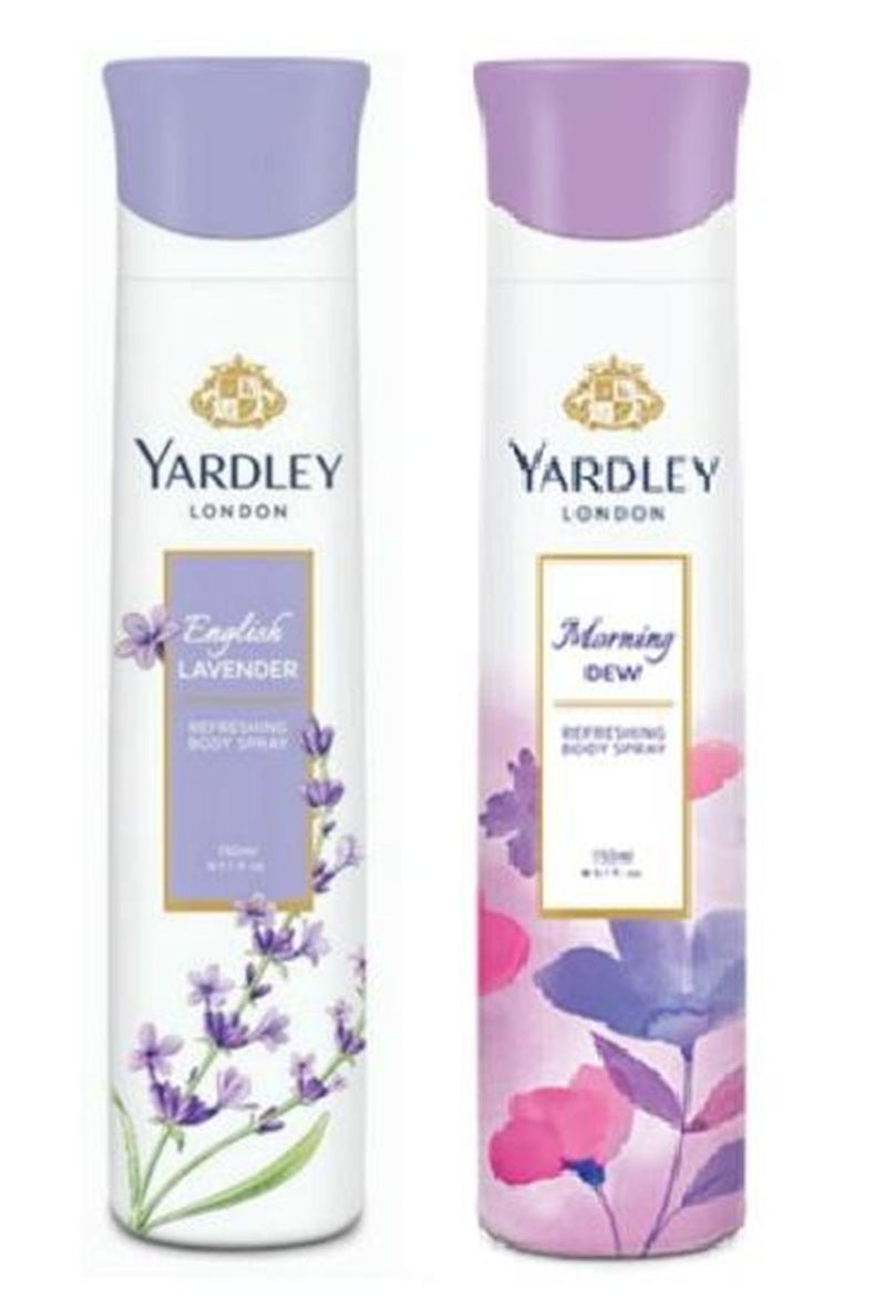Yardley London Deodorant Spray For Women English Lavender And Morning Dew Combo Pack 2 (150 Ml)