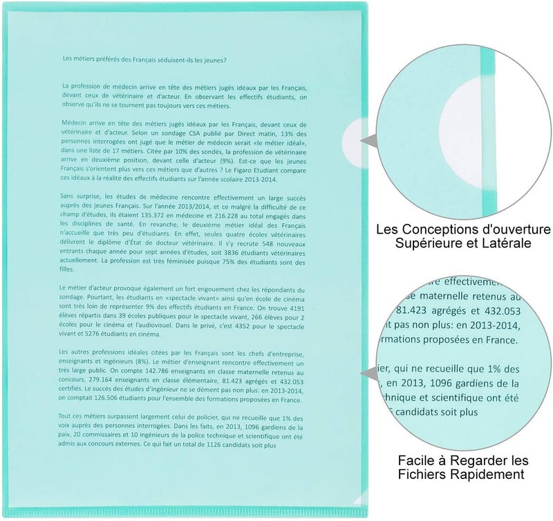 Shining Zon L-Type Transparent Clear Documents Sleeve Project Paper Folders Organizer Important Certificate My Clear Folder (Pack of 40?A4 Size Paper-140 Micron) - Image 3